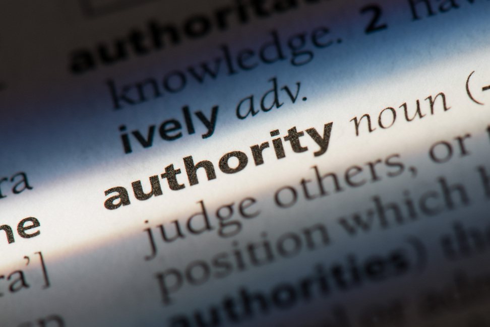 Authority word in a dictionary. Authority concept